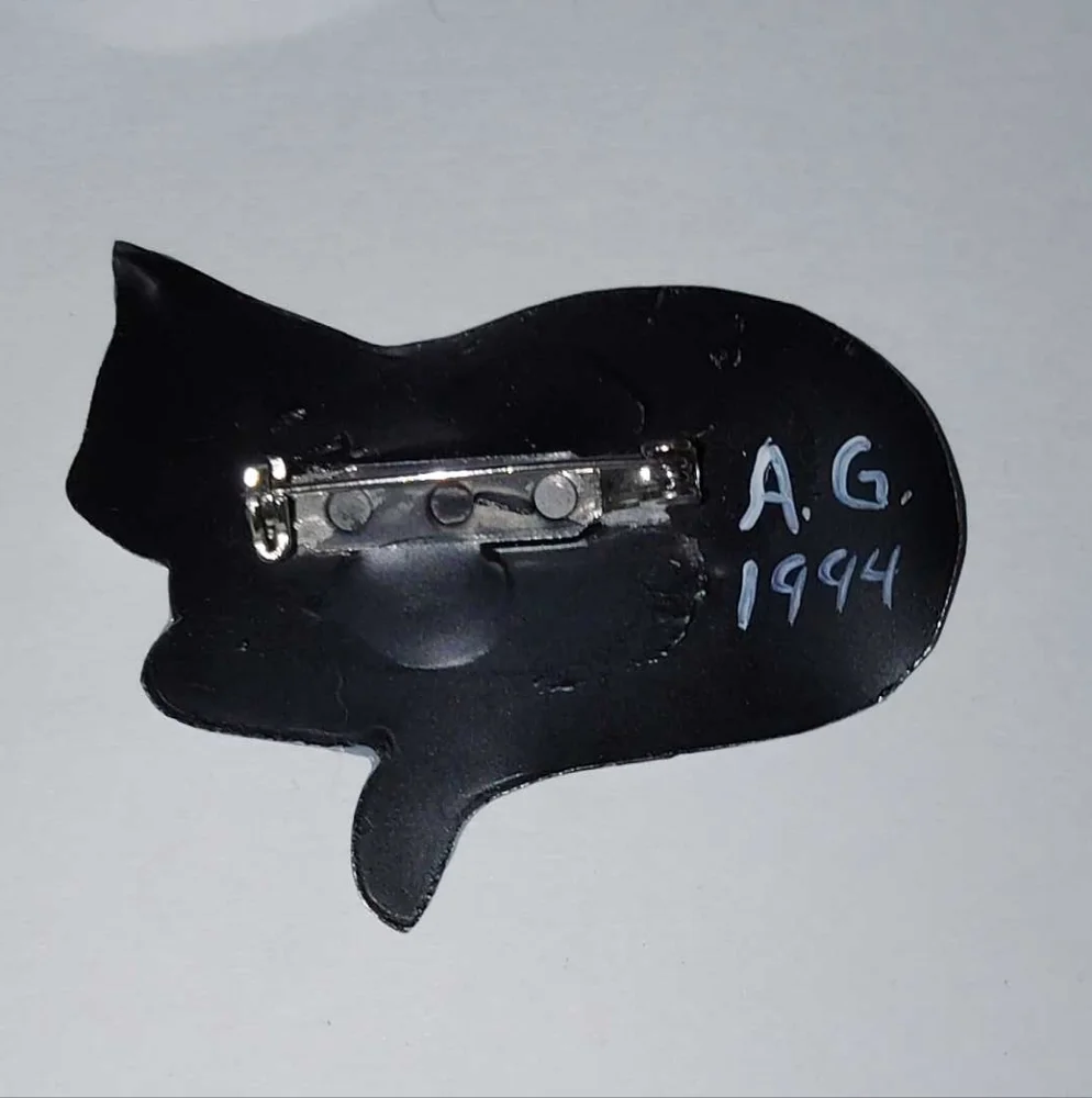 Handmade Striped Gray Cat Brooch